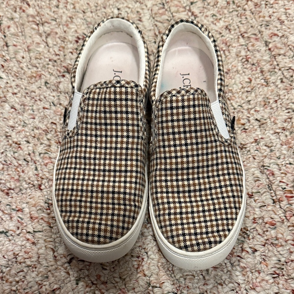 J. Crew Women's Checkered Slip-On Sneakers - Brown and White